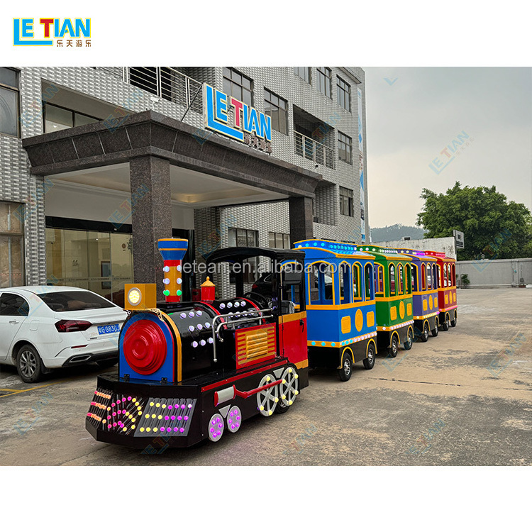 Scenic area steam tourist train adult family rides carnival mini electric trackless train rides for kids park