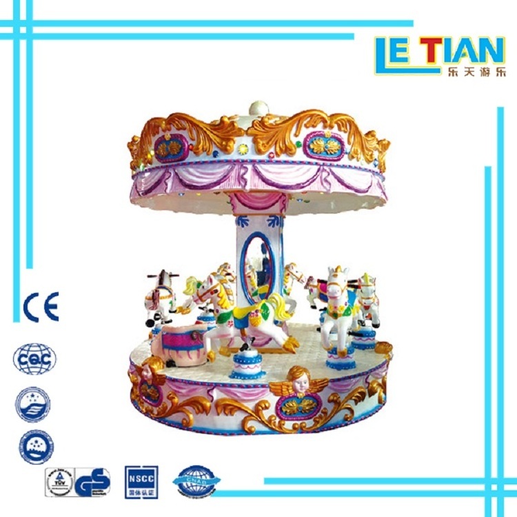 Children Outdoor Amusement Park Equipments Merry Go Round Kids 3 seats Mini Carousel for sale