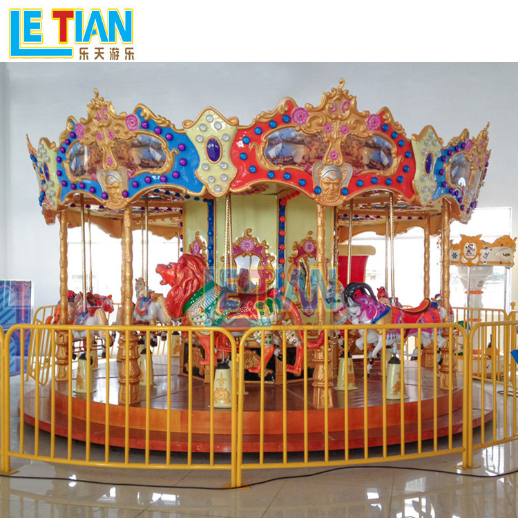 Kids play zone merry go round family rides fun park 12 seats carousel horses playground equipment