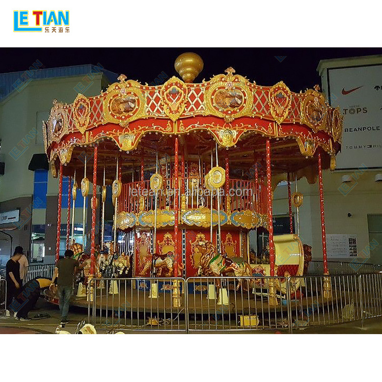 Large theme park double deck luxury carousel merry go round outdoor amusement rides factory price kids carousel horses for sale