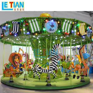 Theme park rides kids electric game outdoor playground carousel horses for children and adults