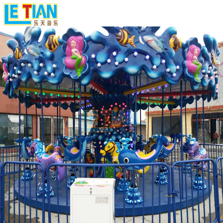 Outdoor park 16 seats kiddie electric merry go round carousel horses amusement rides for sale