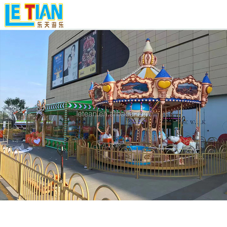 Hot sale outdoor carnival games children merry go round 16 seats christmas carousel horse for sale