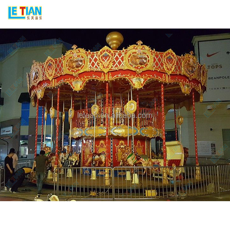 Large theme park double deck luxury carousel merry go round outdoor amusement rides factory price kids carousel horses for sale