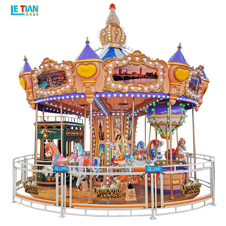 kids amusement park 16 seats luxury carousels horse rides outdoor attractions electric merry go round for sale