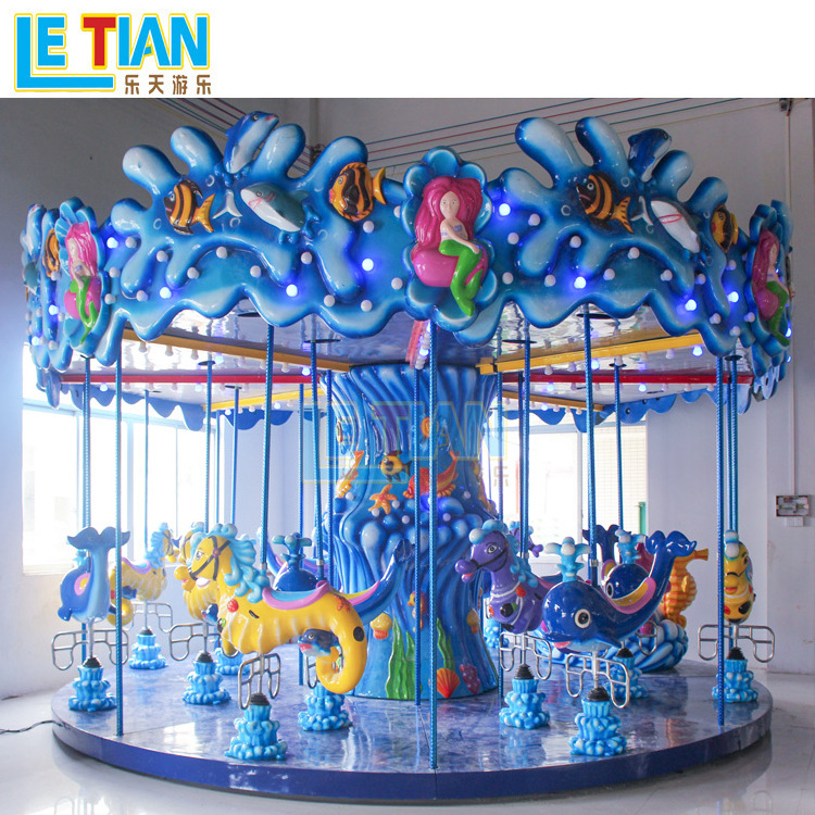 Outdoor park 16 seats kiddie electric merry go round carousel horses amusement rides for sale