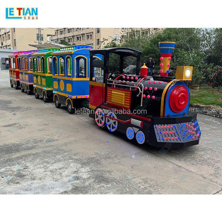 Scenic area steam tourist train adult family rides carnival mini electric trackless train rides for kids park