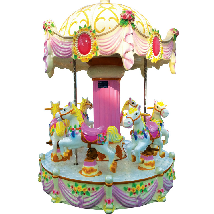 Shopping mall indoor kids mini carousel rides fun park kiddie rides coin operated merry go round horses