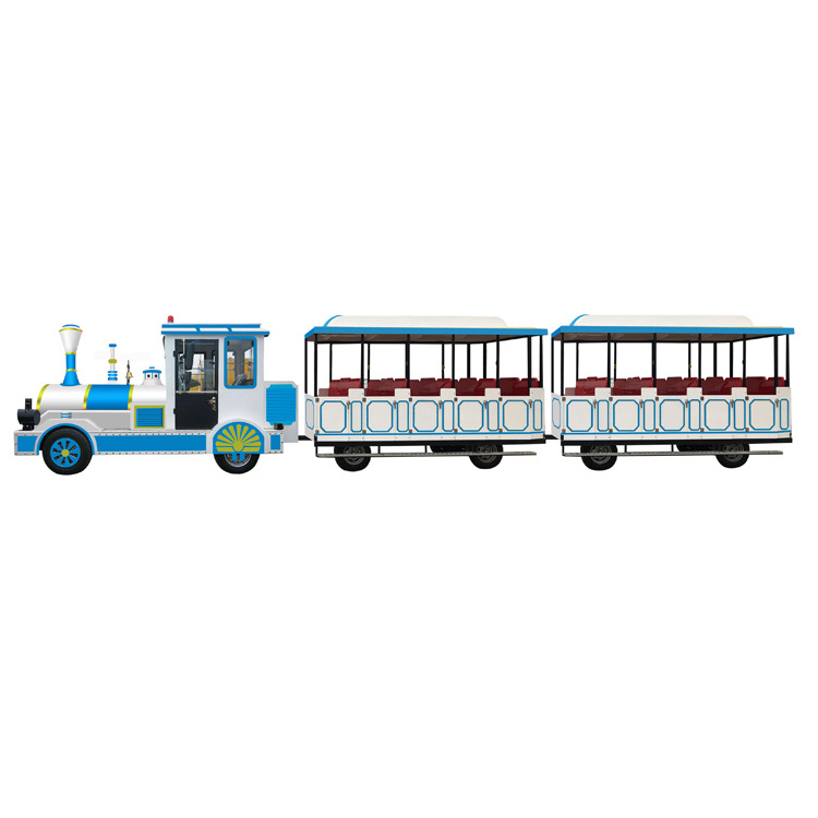 Outdoor trackless trains attractions diesel road train tourist sightseeing train for amusement park family rides