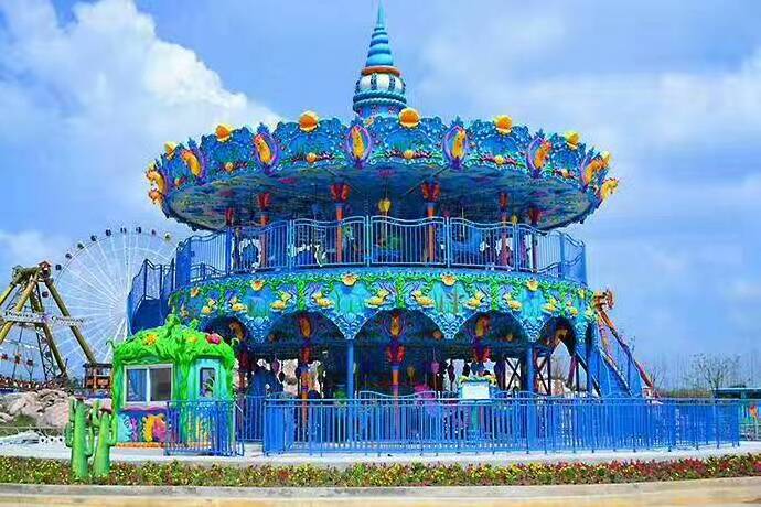 Kids play zone merry go round family rides fun park 12 seats carousel horses playground equipment