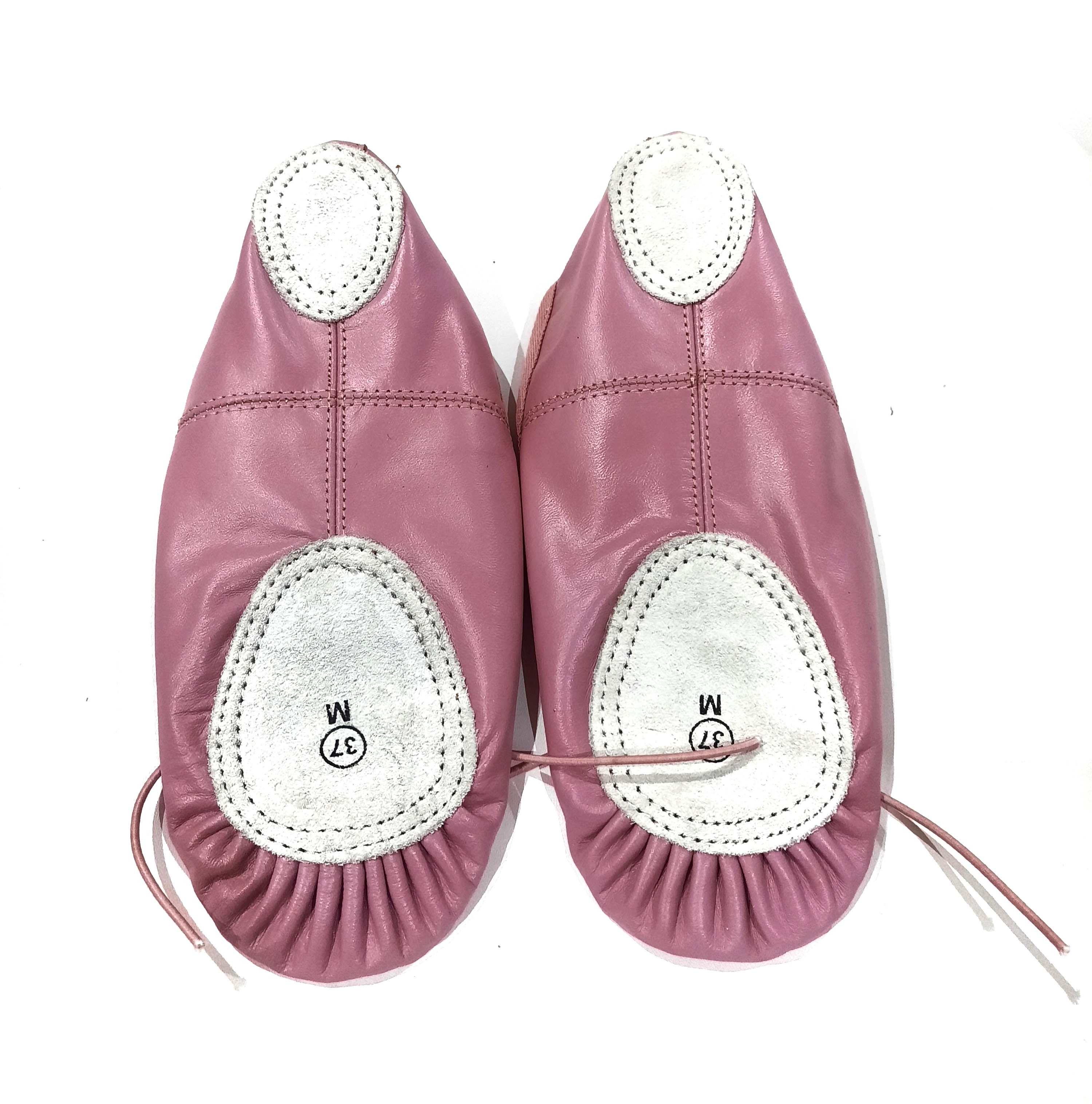 Modern Style Hot Pink Genuine Cow Leather Soft Split Sole Ballet Shoes for Girls & Boys with Crossed Elastic in UK USA EU Sizes