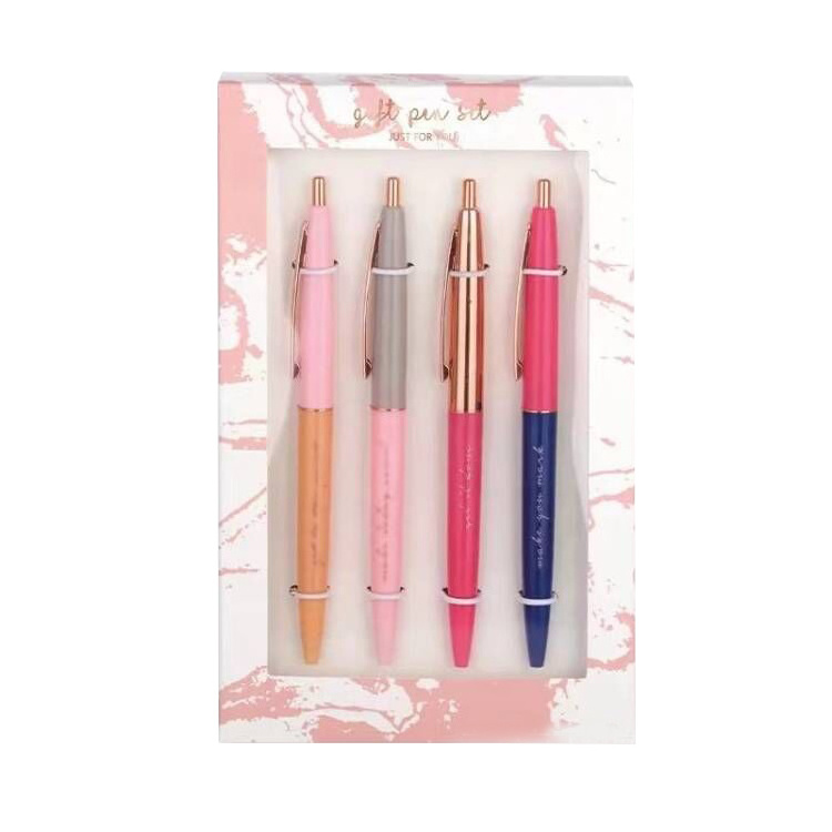 Promotional free cheap plastic gift ballpoint pen set with box 3 cute pens 1 box