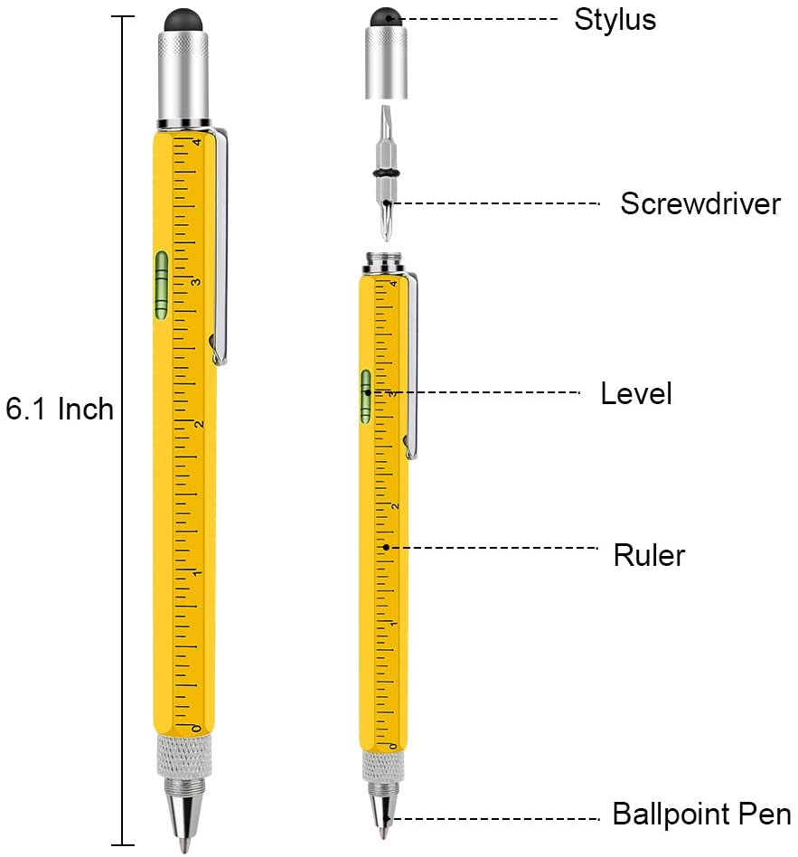 6 in 1multifunction tool pen with custom logo color and engineering pen with inch scale in multi function pen