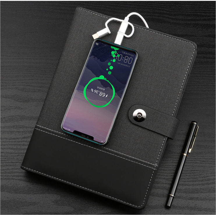 Custom Smart notebook 8000mah powerbank  notebook wireless charger USB flash drive