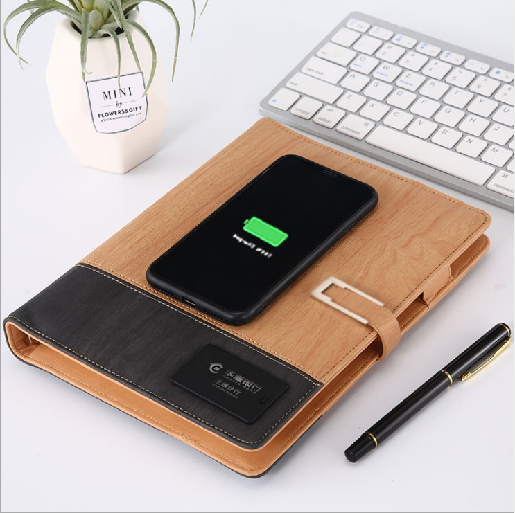 Custom Smart notebook 8000mah powerbank  notebook wireless charger USB flash drive