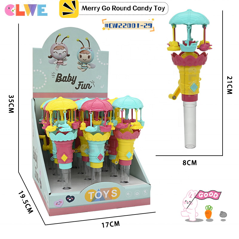 New design novelty light up mini Hand Operated Merry Go Round candy Toy  popular merry go round toy candy for kids