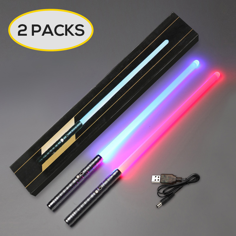 Metal handle RGB Lightsaber With Infinite Color Smooth Swing And Sound Effect Hand-held Upgraded Double Set