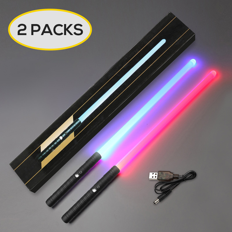 Metal handle RGB Lightsaber With Infinite Color Smooth Swing And Sound Effect Hand-held Upgraded Double Set