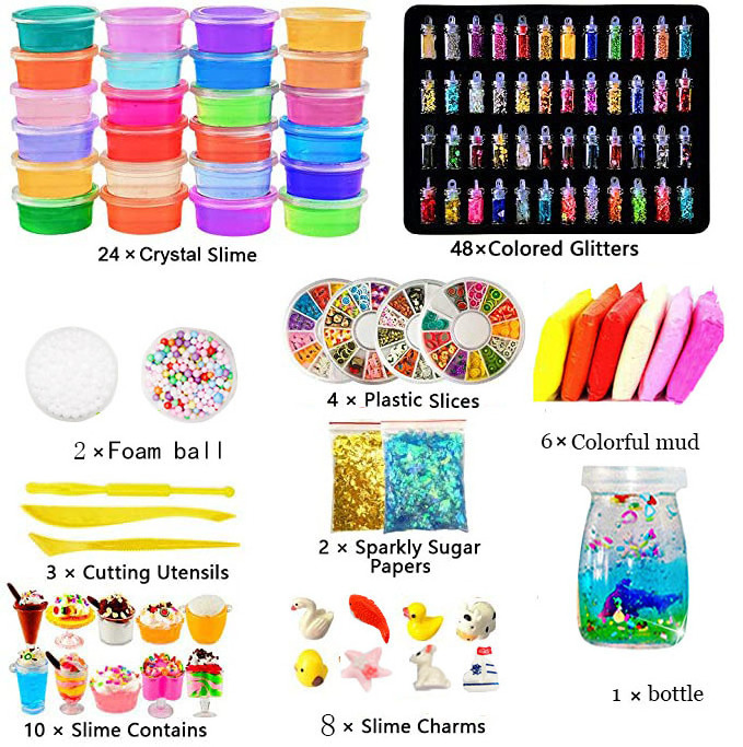 New Educational DIY toys Slime Kit Toy for Kids Girls Boys Glow in The Dark Glitter Slime Making Kit Supplies DIY Kit Slime