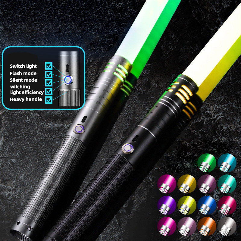 RGB 16-Color Variable Lightsaber Metal Hilt With 16 Sounds Smooth Swing FX Duel Light LED USB Laser Sword Cosplay Toys