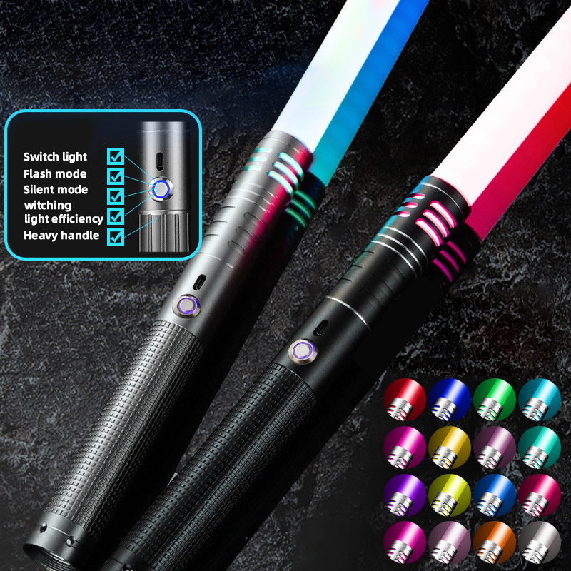 RGB 16-Color Variable Lightsaber Metal Hilt With 16 Sounds Smooth Swing FX Duel Light LED USB Laser Sword Cosplay Toys