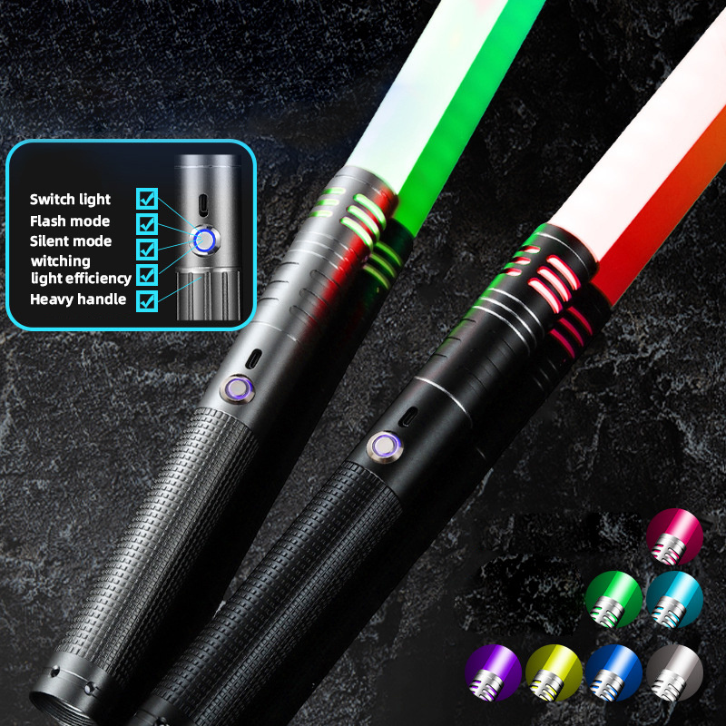 RGB 16-Color Variable Lightsaber Metal Hilt With 16 Sounds Smooth Swing FX Duel Light LED USB Laser Sword Cosplay Toys