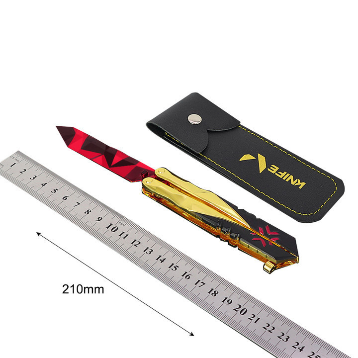 Popular Cool Valorant Metal Weapon Toy Cheap 360 Degree Rotating and Folding Butterfly Knife Prop 21CM Toy Swords For Gift