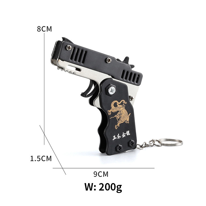 Alloy Plastic Plate Rubber Band Gun Keychain Color Mini Rubber Band Gun Children's Toy Gun