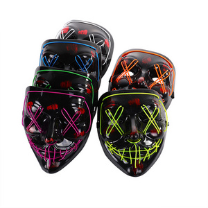 2022 hotsale Party Mask  For  Halloween EL wire Neon Glowing Flashing Lighting purge rave LED party mask