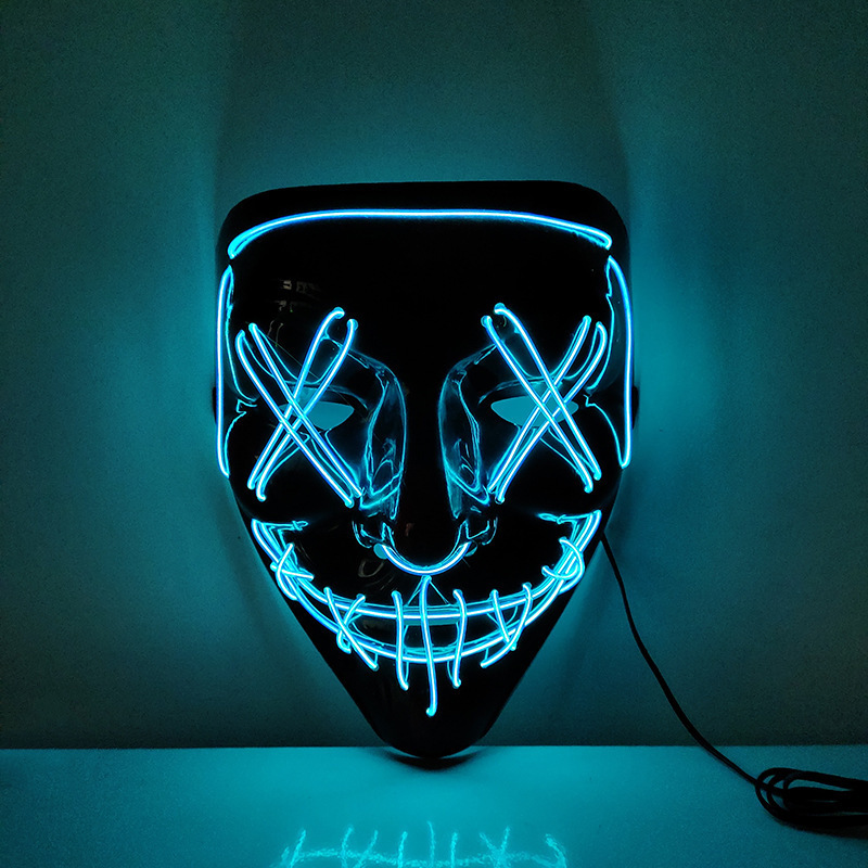 2022 hotsale Party Mask  For  Halloween EL wire Neon Glowing Flashing Lighting purge rave LED party mask