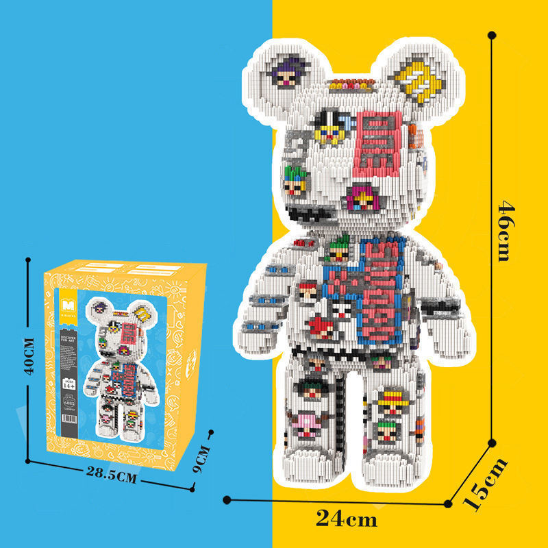 New Arrivals 3D Model Assembled 46cm Micro Bricks Figure Connection Colorful Bearbrick Building Blocks Toy For Collection Gift