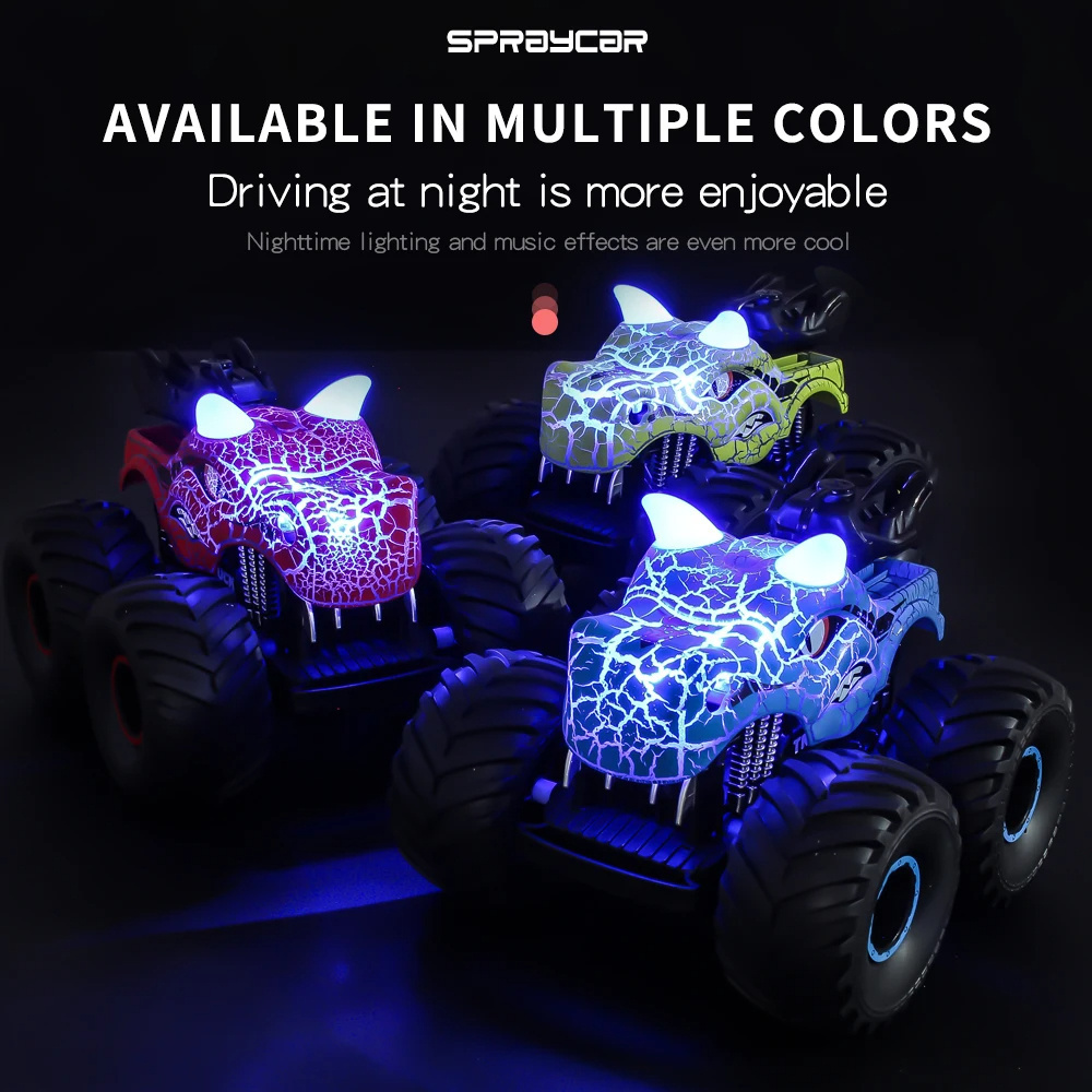 Customized Logo Remote Control Dinosaur Car 2024 Latest 2.4G Remote Control Spray Music RC Dinosaur Monster Truck Car Playsets