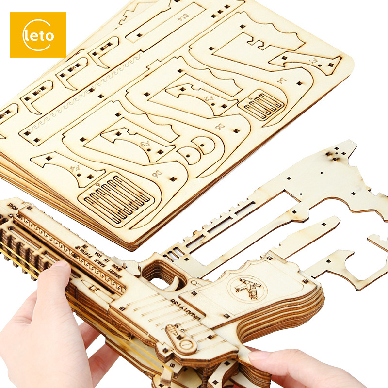 Wholesale 3D Assembled Rubber Band Gun with 120 Elastic Rubber Bands