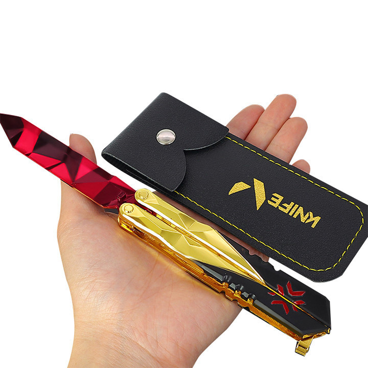 Popular Cool Valorant Metal Weapon Toy Cheap 360 Degree Rotating and Folding Butterfly Knife Prop 21CM Toy Swords For Gift