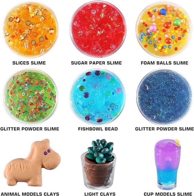 126 Pcs DIY Slime Making Kit for Girls Boys  Birthday Idea for Kids Age 5+ Ultimate Fluffy Slime Supplies Include Crystal Slime