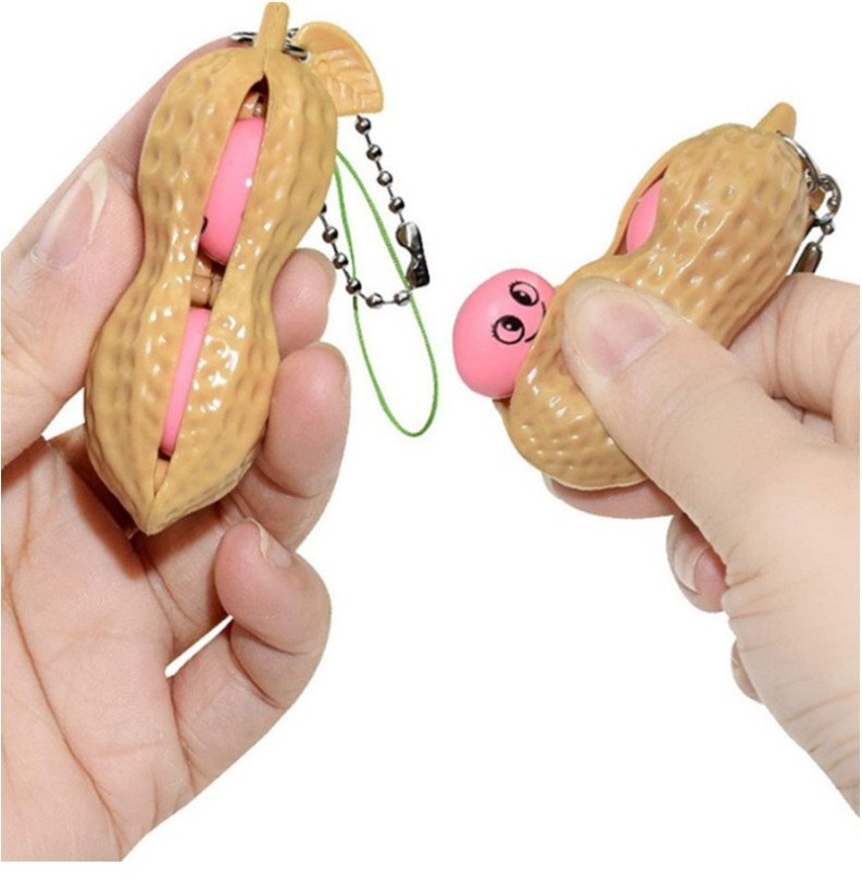 Toys Games Kids Squeeze Peanut Bean  stress Relief Fidget Toy sensory Key chain bean Pea Pods Toy Key chain Phone Bag