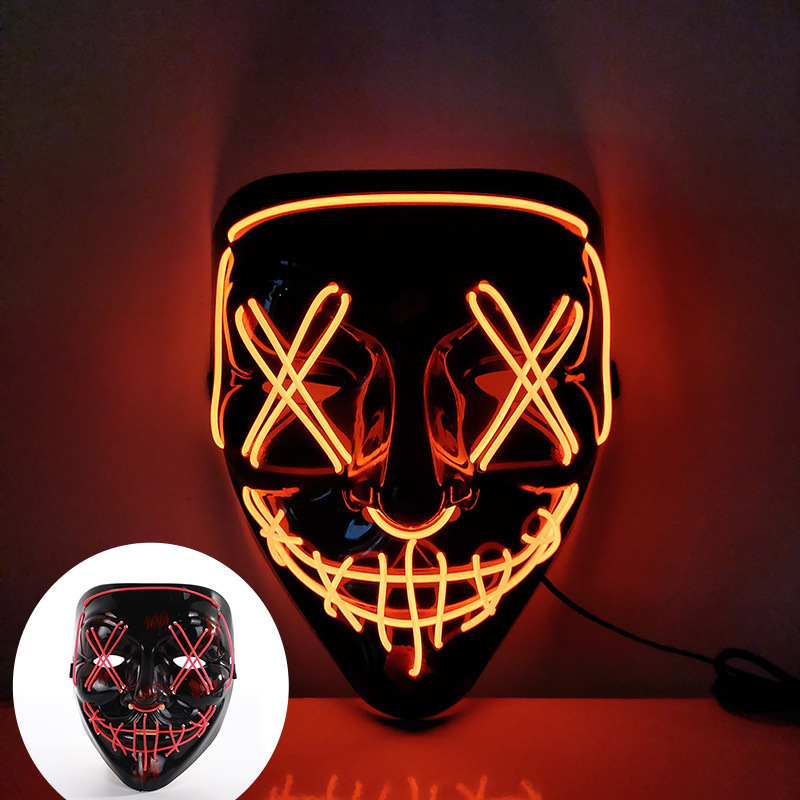 2022 hotsale Party Mask  For  Halloween EL wire Neon Glowing Flashing Lighting purge rave LED party mask