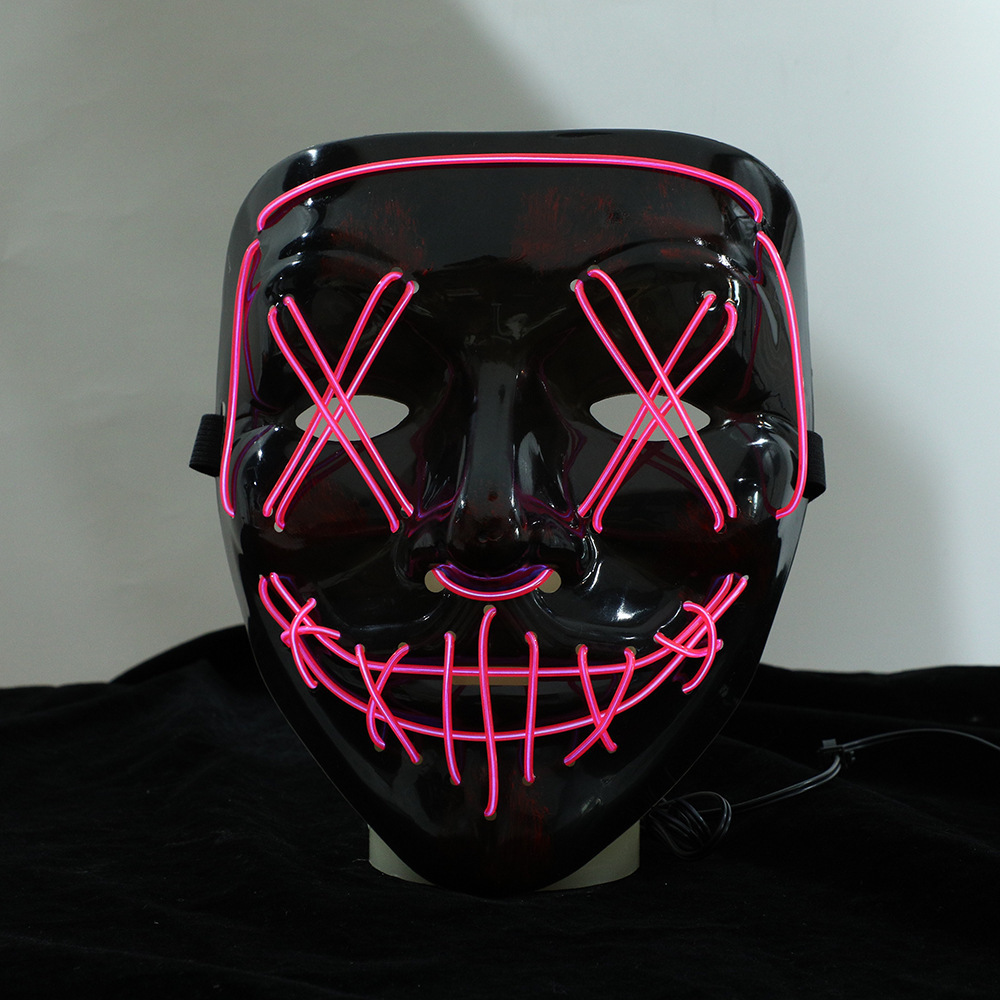 2022 hotsale Party Mask  For  Halloween EL wire Neon Glowing Flashing Lighting purge rave LED party mask