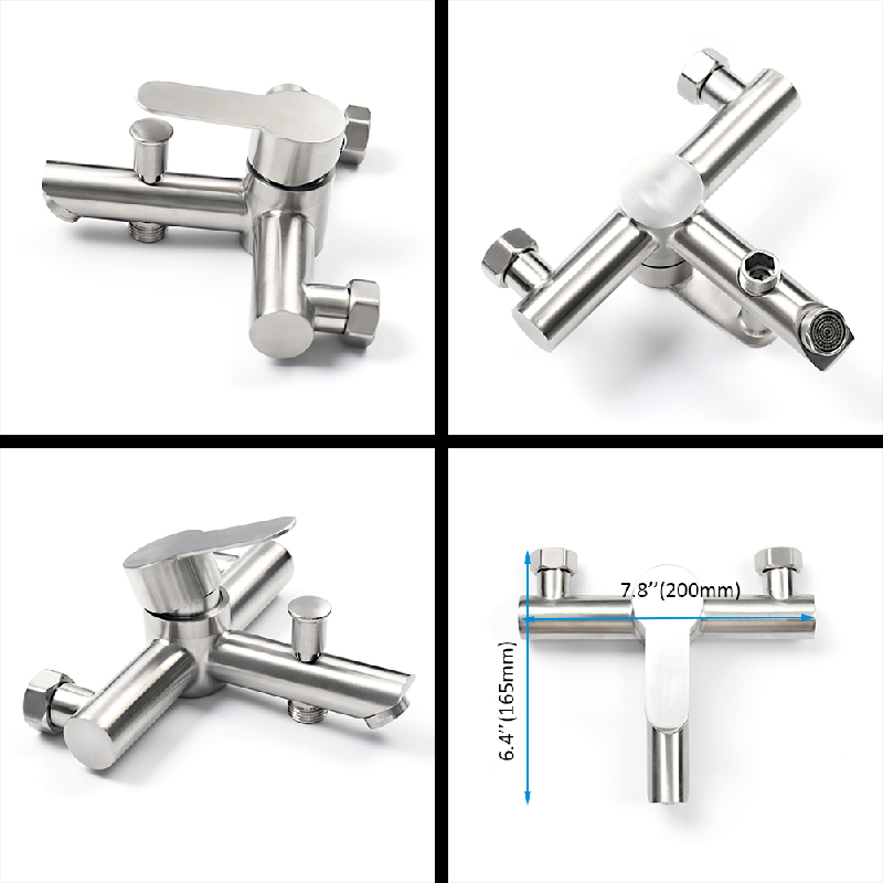 Hot Sale 304 Stainless Steel Tap Wall Mount Cold Hot Water Mixer Bathtub Tap