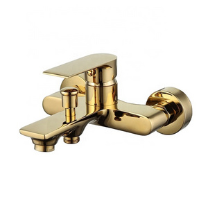 Gold Factory Single Handle Brass Wall Mount Extensive Bath Faucet Shower Faucet