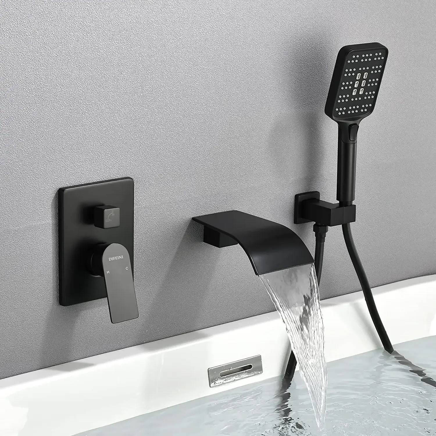 Bathtub shower Set with Handheld Sprayer Bathtub Fill Faucet with Rough Valve Trim Kit Wall Mounted Bathtub Faucet