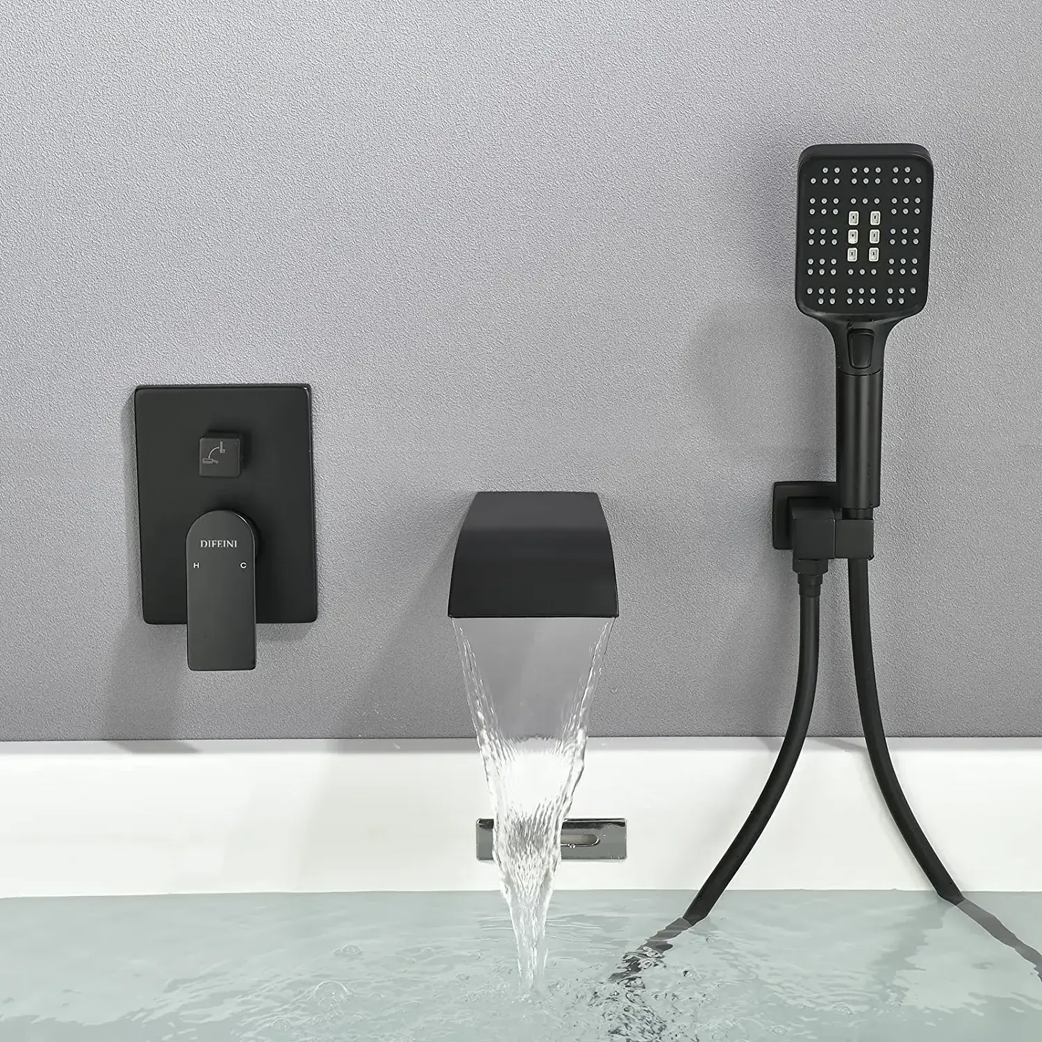 Bathtub shower Set with Handheld Sprayer Bathtub Fill Faucet with Rough Valve Trim Kit Wall Mounted Bathtub Faucet