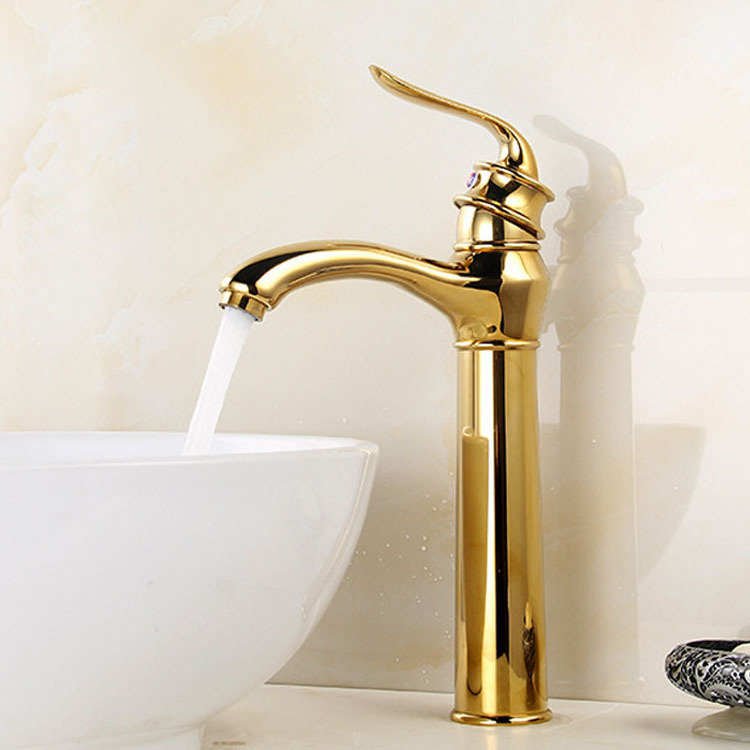 High Quality Single Handle Hole Gold Bathroom Basin Sink Tap Taps Mixer Faucet For Bathroom