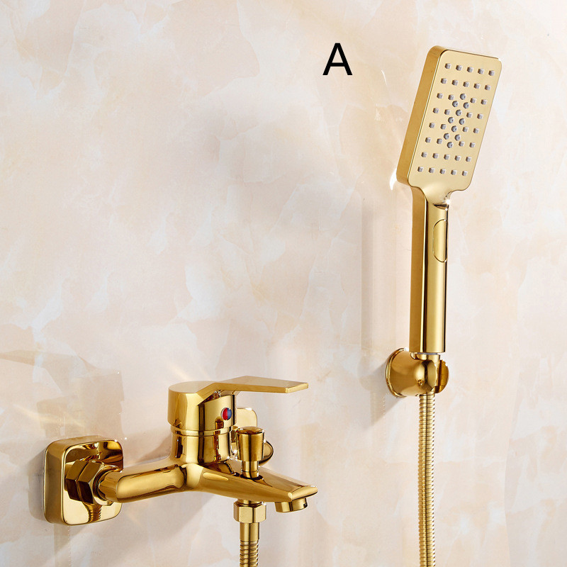 2023 Bathtub Faucet Single Handle Handheld Brass Golden Bath Shower Mixer Tap Set With Hand Shower Wall Mount