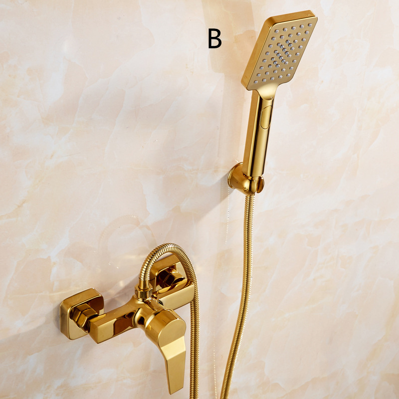 2023 Bathtub Faucet Single Handle Handheld Brass Golden Bath Shower Mixer Tap Set With Hand Shower Wall Mount