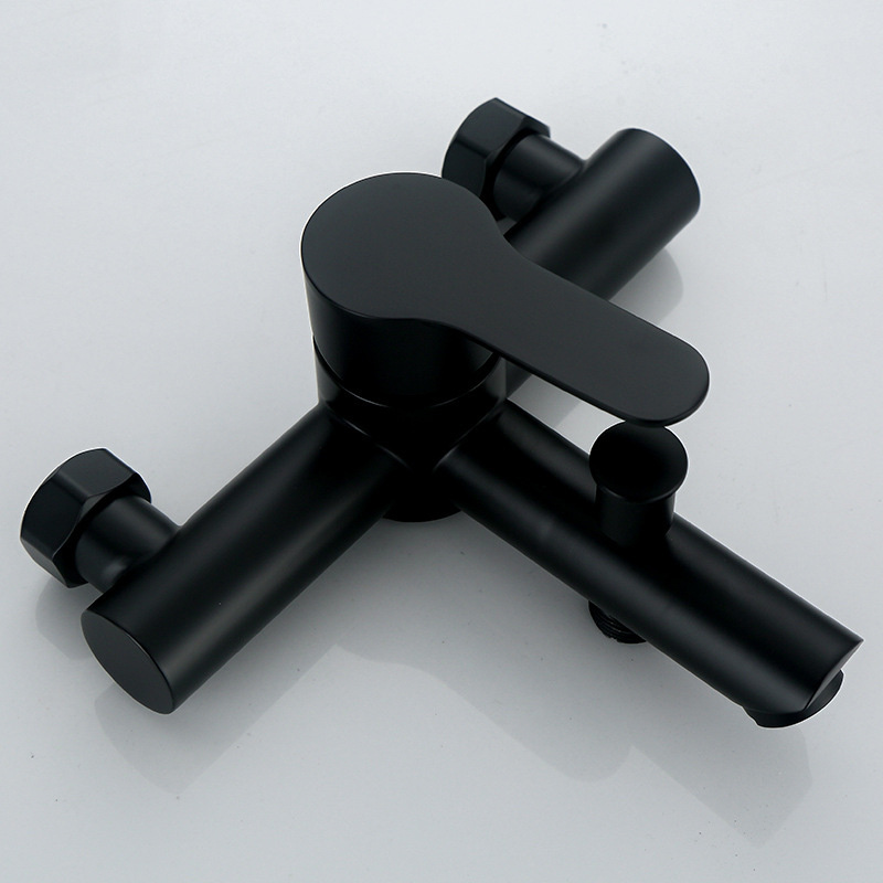 Matte Black Wall Mount Bathtub Faucet with Handheld Sprayer SUS304 Single Handle Bathroom Shower Hot cold Mixer Tap