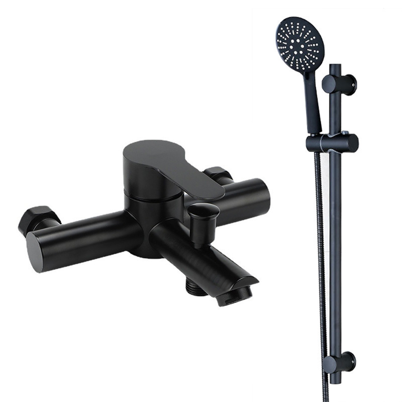 Matte Black Wall Mount Bathtub Faucet with Handheld Sprayer SUS304 Single Handle Bathroom Shower Hot cold Mixer Tap