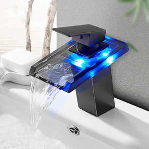 3 Color Change Hot and Cold Basin Brass Mixer Toilet Tap Bathroom Sink Led Waterfall Faucet Colorful