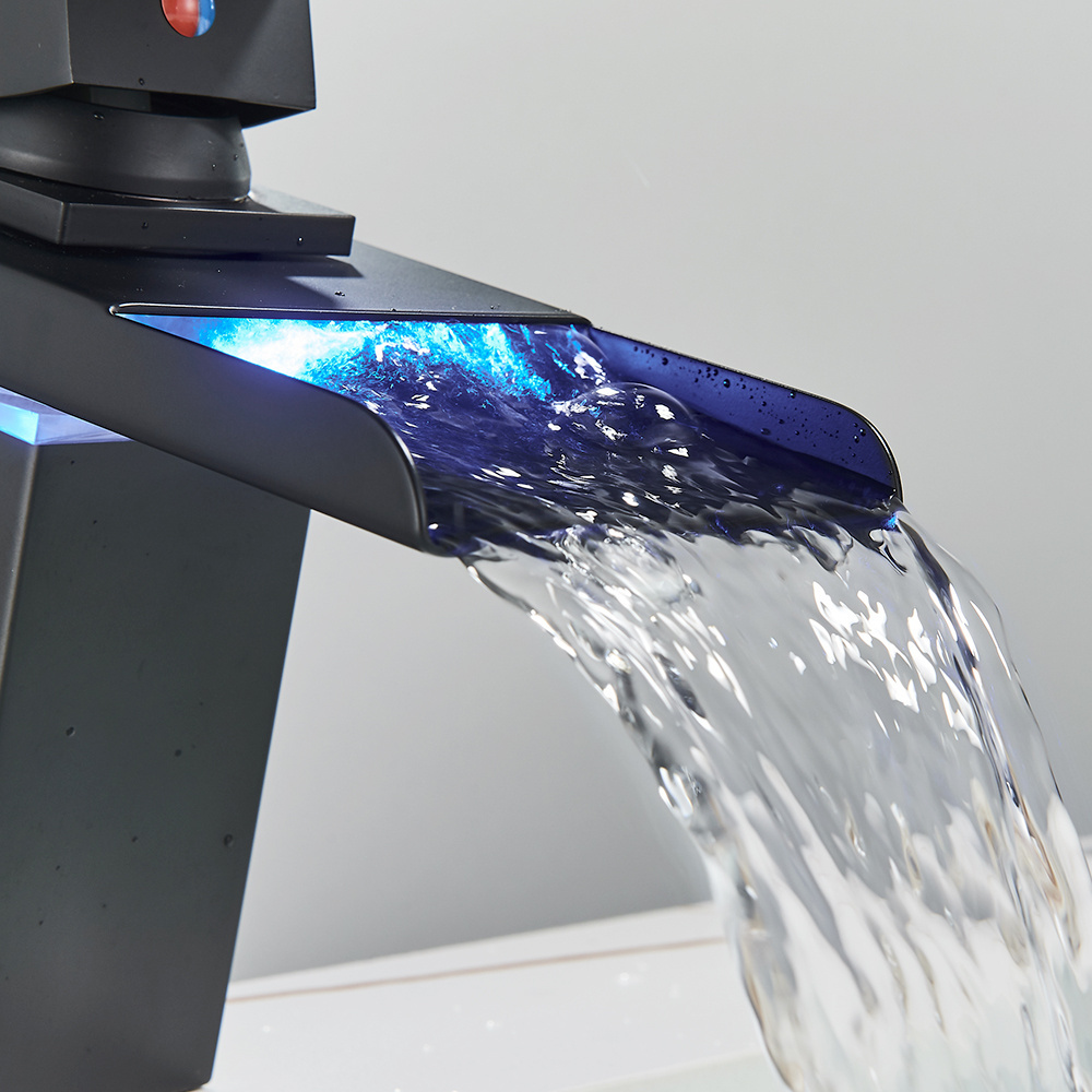 3 Color Change Hot and Cold Basin Brass Mixer Toilet Tap Bathroom Sink Led Waterfall Faucet Colorful