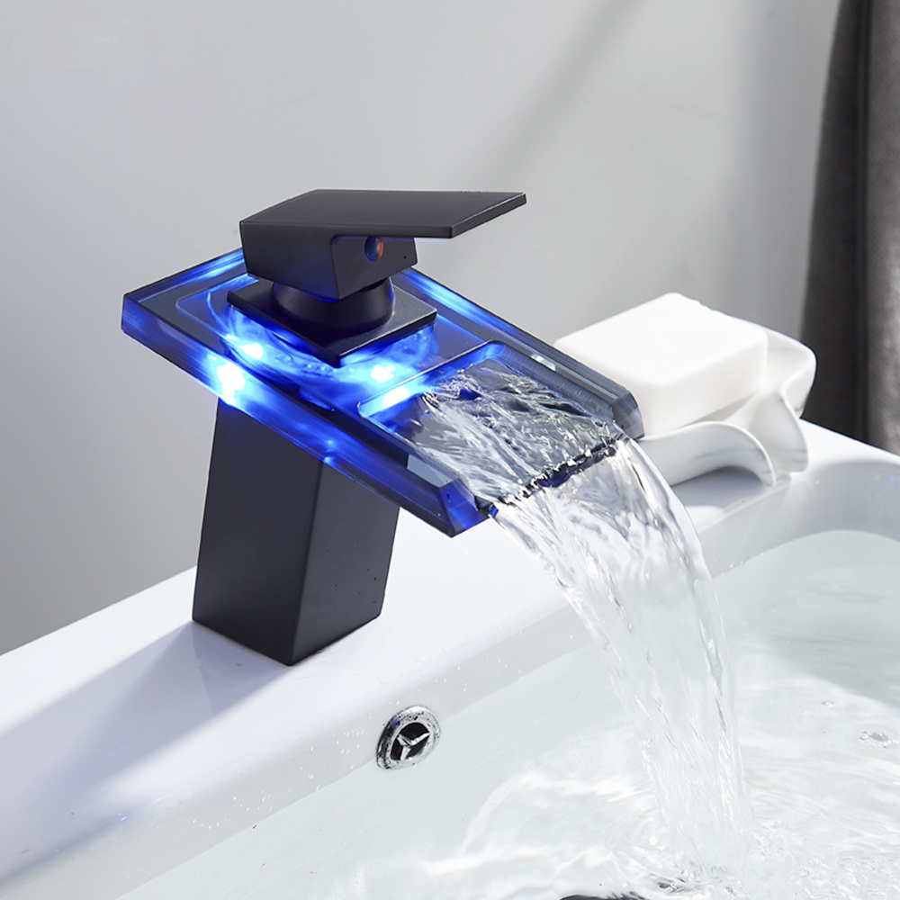 3 Color Change Hot and Cold Basin Brass Mixer Toilet Tap Bathroom Sink Led Waterfall Faucet Colorful